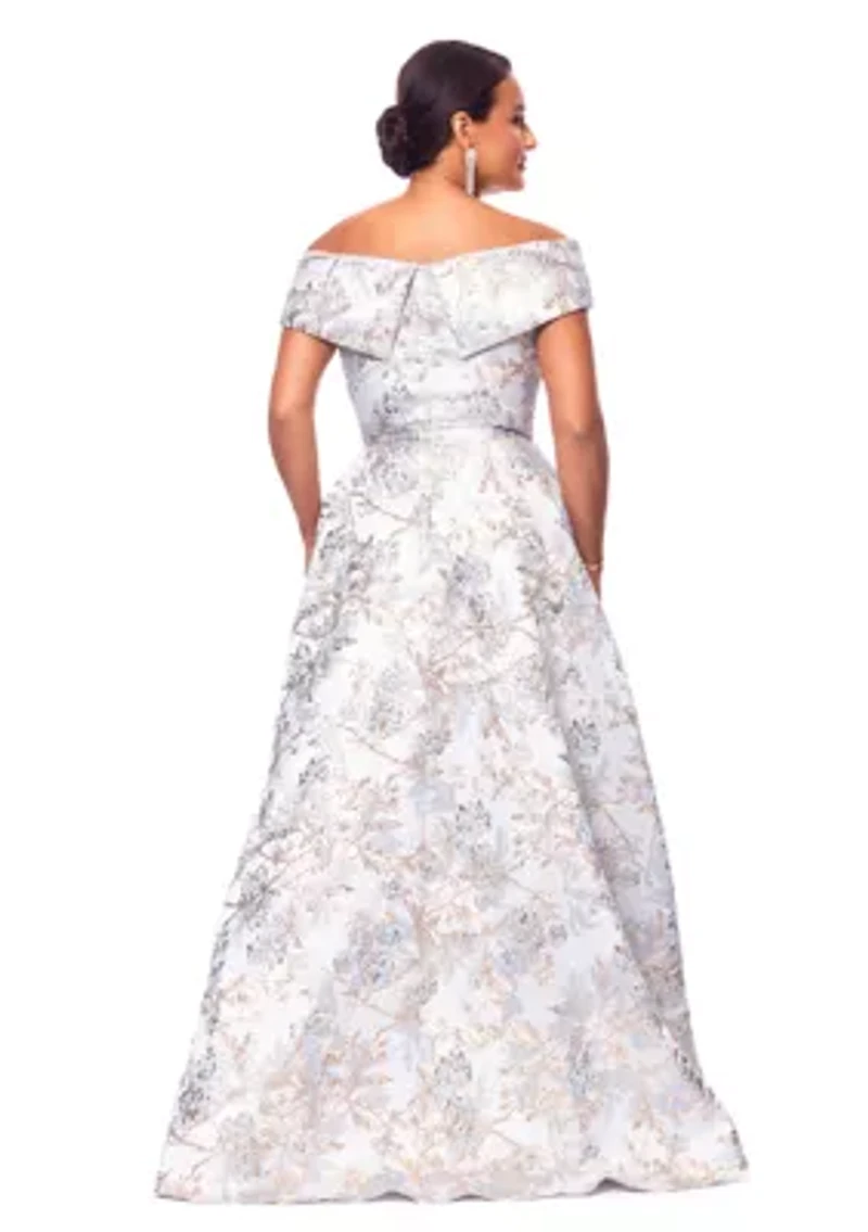 Women's Sleeveless Off the Shoulder Floral Print Scuba Gown