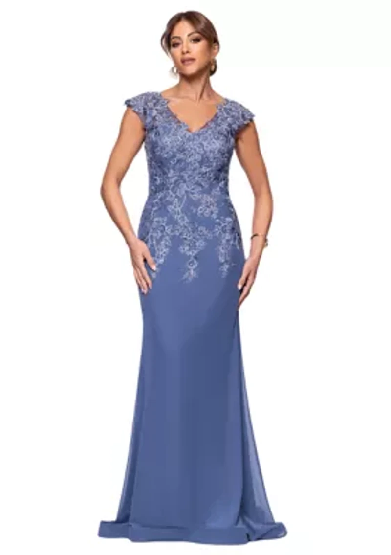Women's V-Neck Embellished Gown