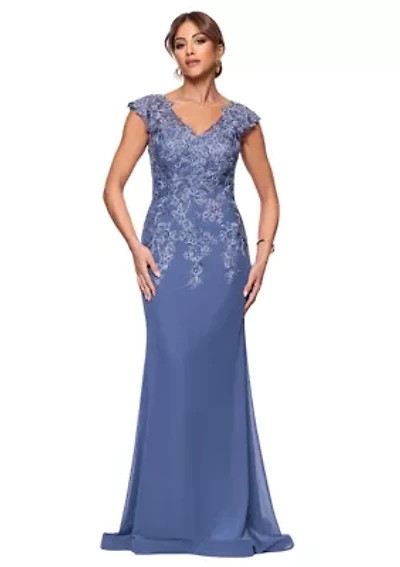 Women's V-Neck Embellished Gown