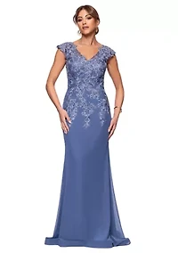 Women's V-Neck Embellished Gown