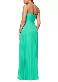 Women's Halter Pleated Satin Gown