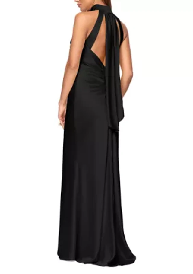 ml monique lhuillier evelyn pleated satin maxi dress Monique Lhuillier Pleated Satin Maxi Dress In Blue - 46% Off
