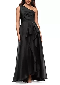 Women's Asymmetrical Ruffle Gown