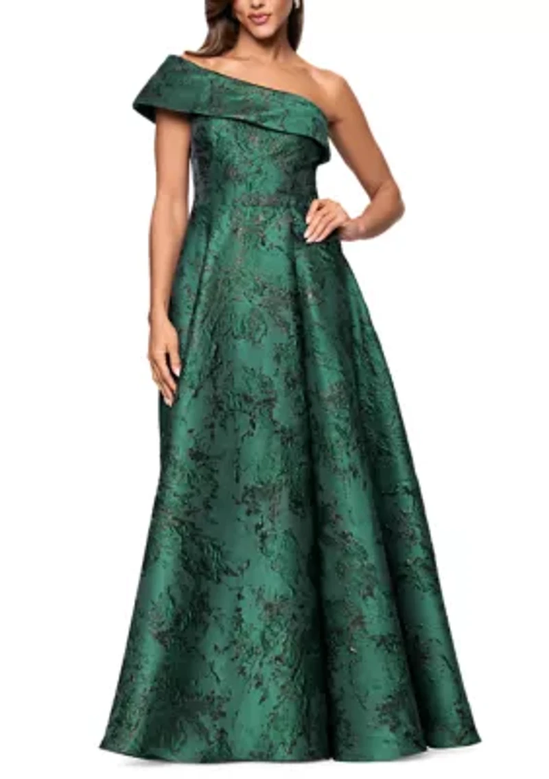 Women's Sleeveless Printed One Shoulder Gown