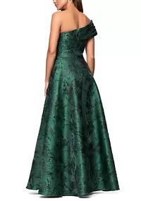 Women's Sleeveless Printed One Shoulder Gown