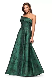 Women's Sleeveless Printed One Shoulder Gown