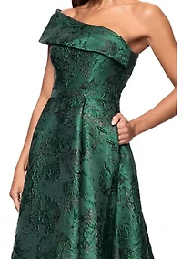 Women's Sleeveless Printed One Shoulder Gown