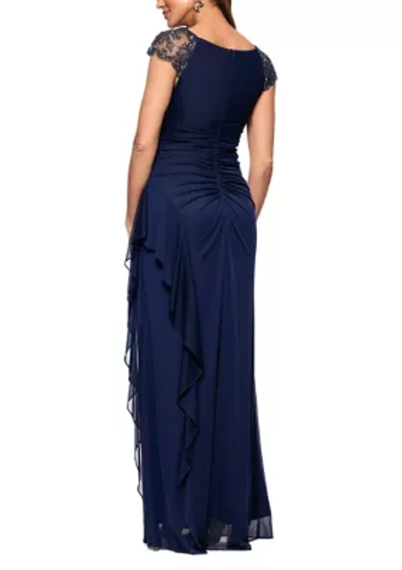 Women's Crew Neck Chiffon Gown