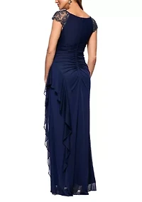 Women's Crew Neck Chiffon Gown