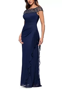 Women's Crew Neck Chiffon Gown
