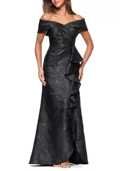 Women's Brocade A-Line Off the Shoulder Gown