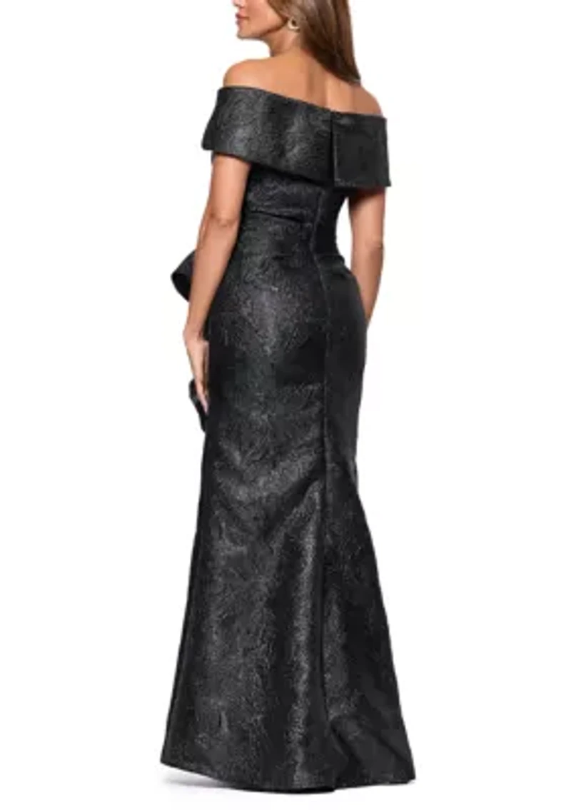 Women's Brocade A-Line Off the Shoulder Gown