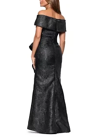 Women's Brocade A-Line Off the Shoulder Gown
