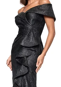 Women's Brocade A-Line Off the Shoulder Gown