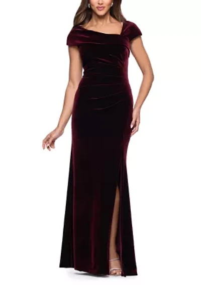 Women's Asymmetrical Velvet A-Line Gown