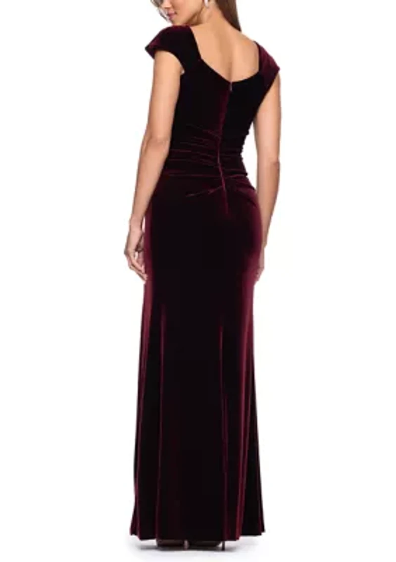 Women's Asymmetrical Velvet A-Line Gown