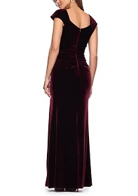 Women's Asymmetrical Velvet A-Line Gown