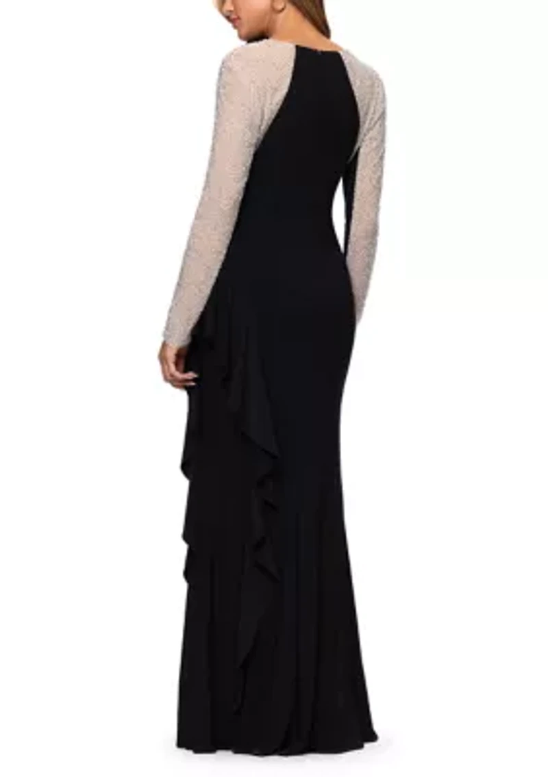 Women's Long Sleeve Square Neck Solid Slim Dress