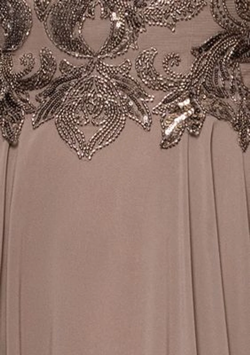 Women's Short Sleeve Solid Satin A-Line Ballgown