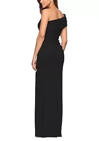 Women's One-Shoulder Solid Scuba Slim Gown
