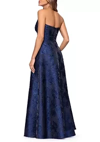 Women's Strapless Brocade Ballgown