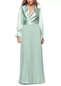 Women's Long Sleeve Satin Gown
