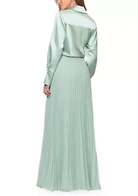 Women's Long Sleeve Satin Gown