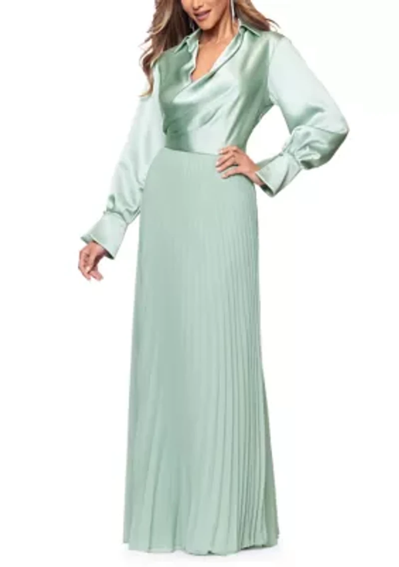 Women's Long Sleeve Satin Gown