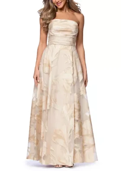 Women's Strapless Jacquard Gown
