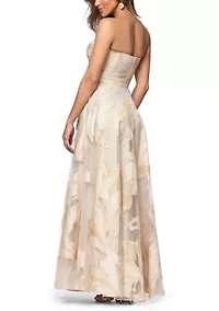 Women's Strapless Jacquard Gown