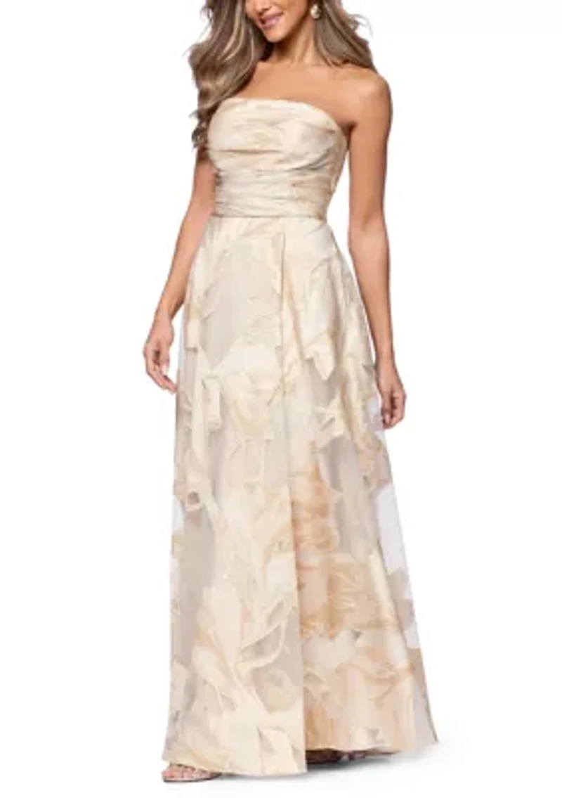 Women's Strapless Jacquard Gown