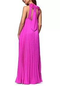 Women's Halter Pleated Satin Gown