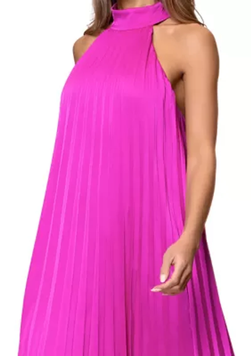 Women's Halter Pleated Satin Gown