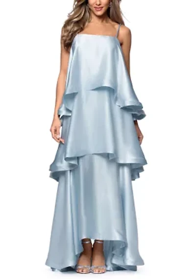 Women's Sleeveless Tiered Satin Gown