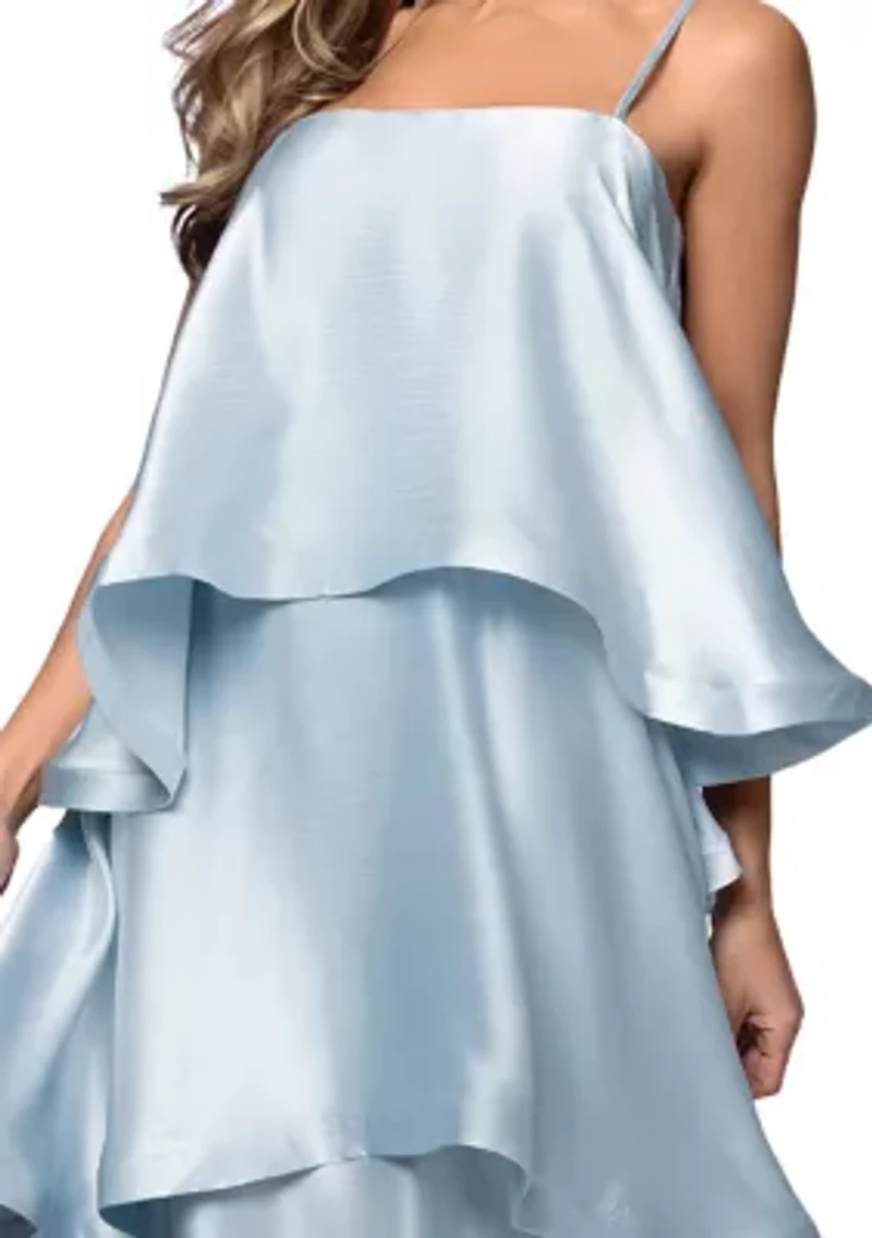 Women's Sleeveless Tiered Satin Gown