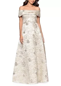 Women's Off the Shoulder Brocade Gown
