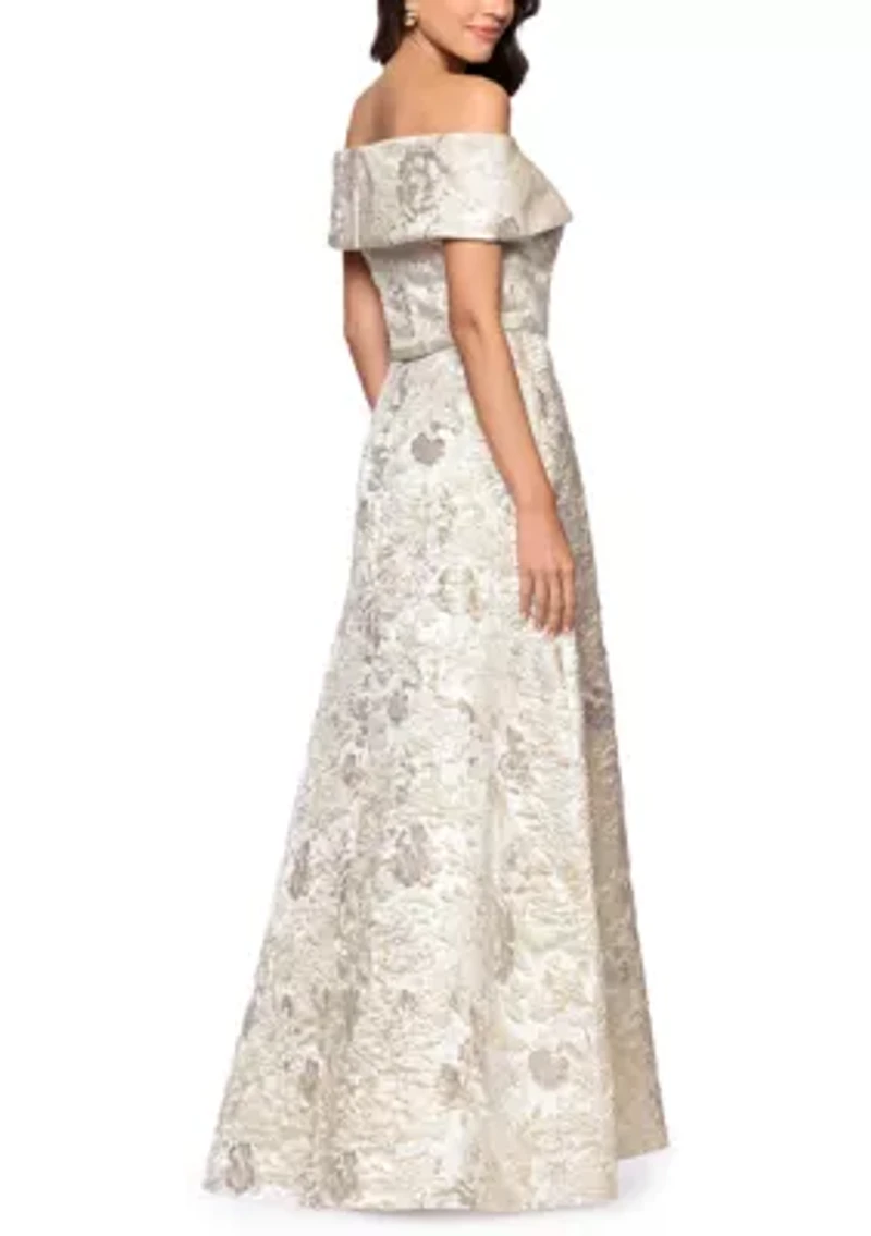 Women's Off the Shoulder Brocade Gown
