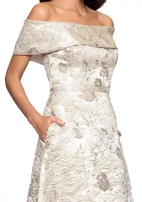 Women's Off the Shoulder Brocade Gown