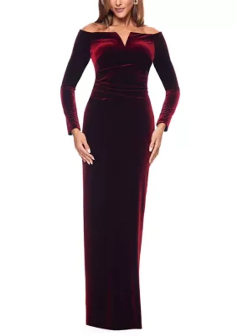 Women's Off the Shoulder Slim Velvet Gown