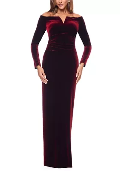 Women's Off the Shoulder Slim Velvet Gown