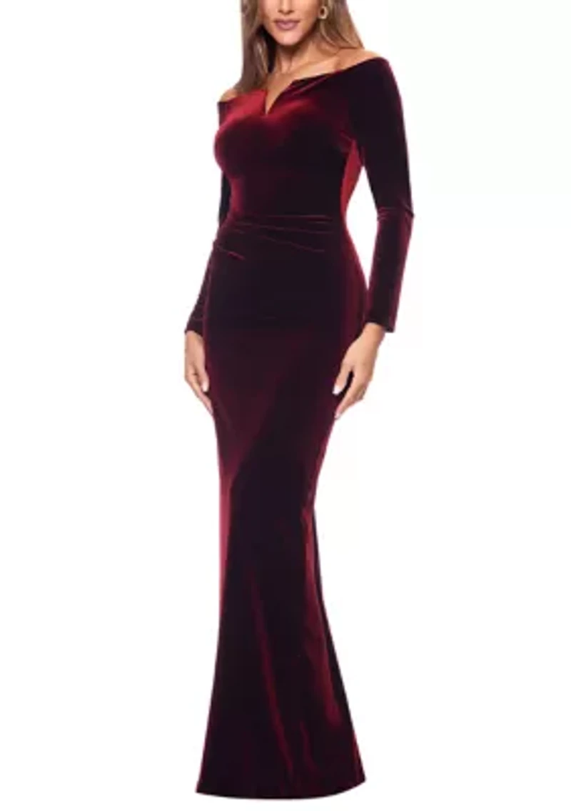 Women's Off the Shoulder Slim Velvet Gown
