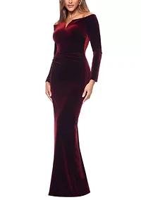 Women's Off the Shoulder Slim Velvet Gown