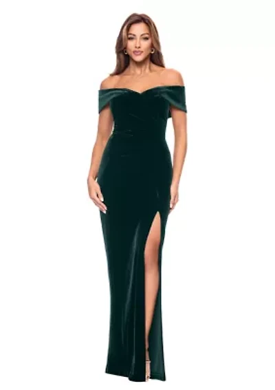Women's Long Off the Shoulder Velvet Gown