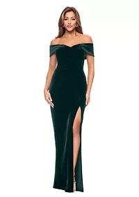 Women's Long Off the Shoulder Velvet Gown