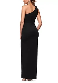 Women's Sleeveless Asymmetric Flower Gown