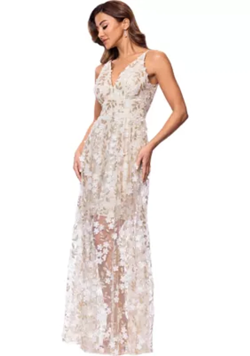 Women's Sleeveless V-Neck Floral Print Gown