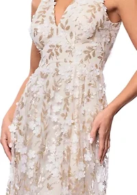 Women's Sleeveless V-Neck Floral Print Gown
