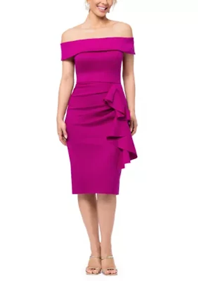 Women's Off the Shoulder Short Cascade Ruffle Dress