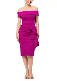 Women's Off the Shoulder Short Cascade Ruffle Dress