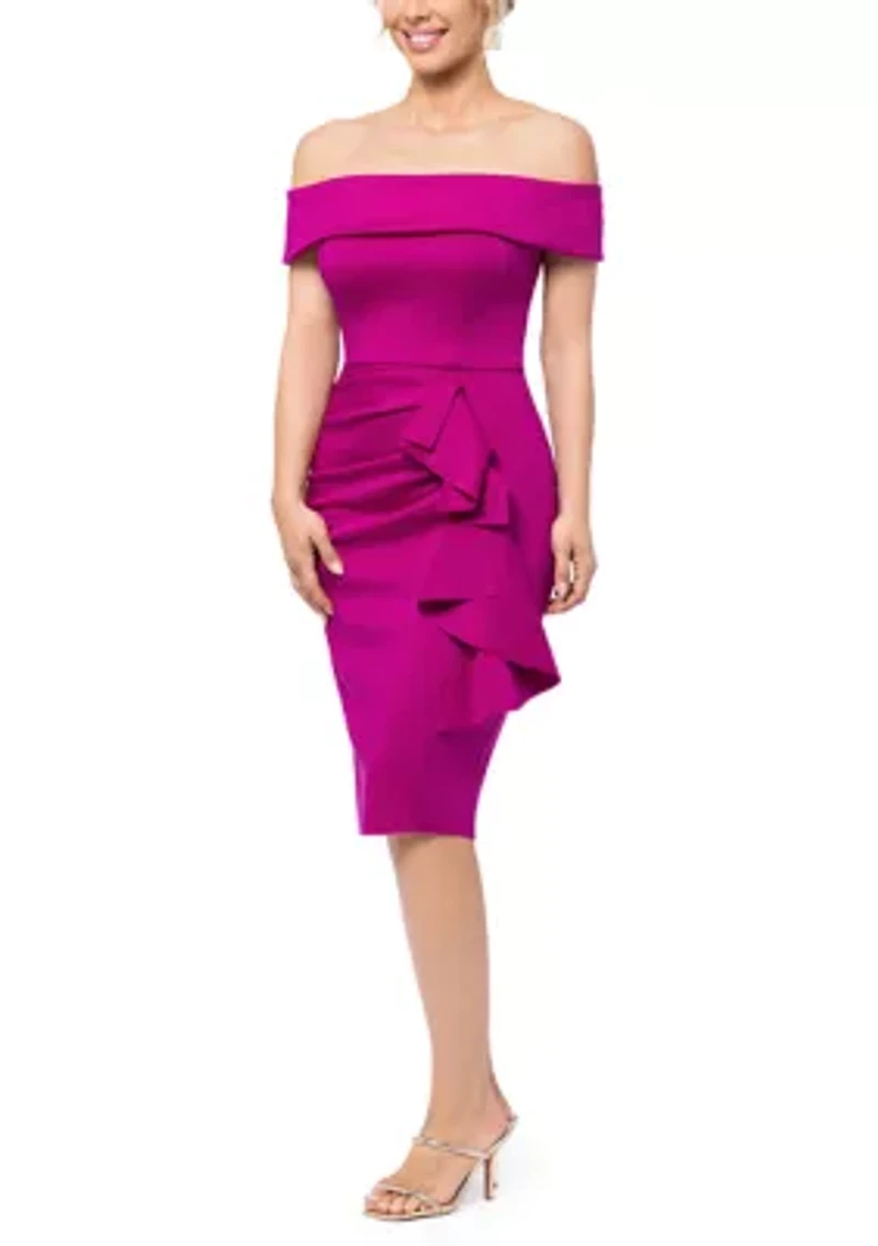 Women's Off the Shoulder Short Cascade Ruffle Dress